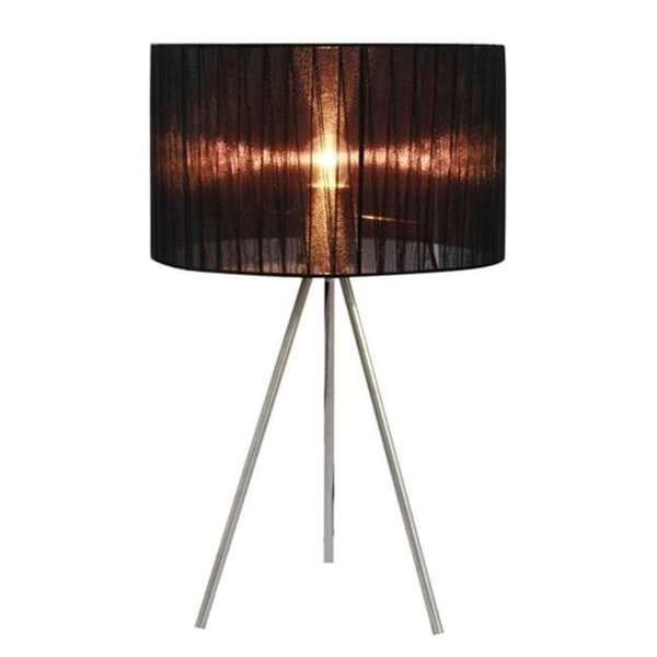 All The Rages All The Rages LT2006-BLK Sheer Silk Band Tripod Table Lamp - Black LT2006-BLK